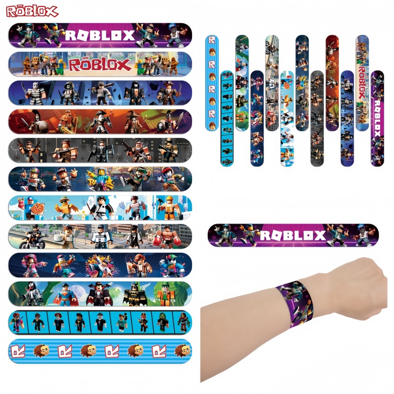 Party Games In Roblox - 12/24 ชิ้น สายรัดข้อมือยืดหยุ่นลายเกม Roblox การ์ตูนอนิเมะสำหรับเด็ก สายรัดข้อมือ