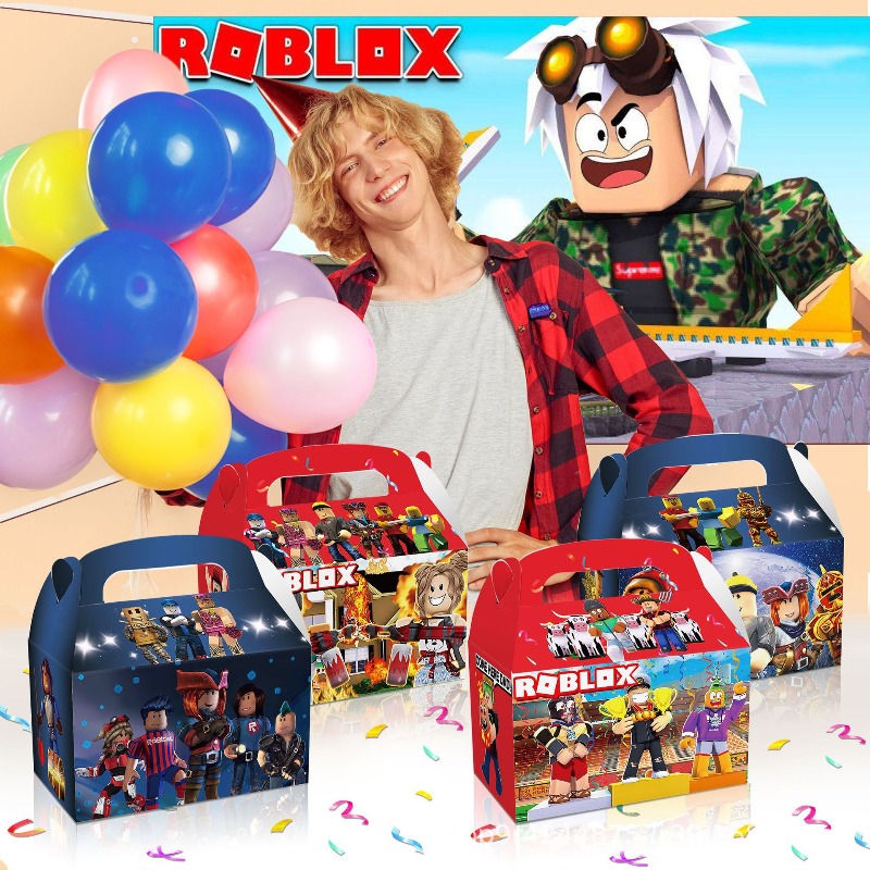 Party Games In Roblox - 12 ชิ้น/ชุด ธีมเกม Roblox ของตกแต่งงานวันเกิด กล่องของขวัญลายอนิเมะ
