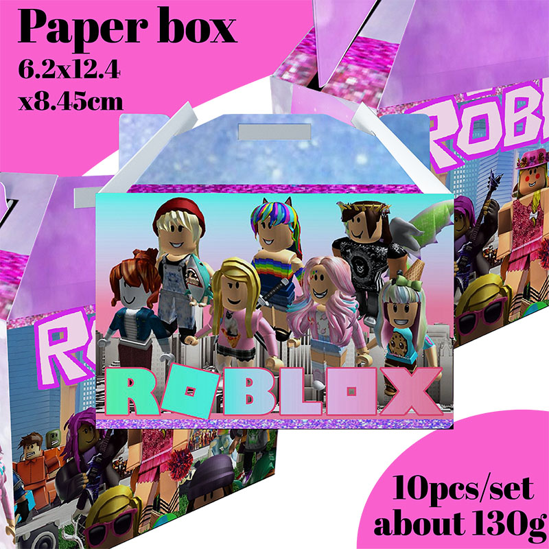 Party Games In Roblox - กล่องของขวัญปาร์ตี้เกม roblox สีชมพูสำหรับตกแต่งวันเกิดสำหรับเด็กกล่องของขวัญหุ่นยนต์กล่องใส่เค้กกระดาษขนาดเล็ก