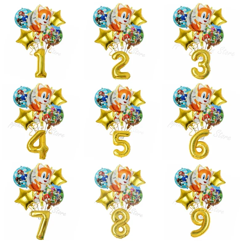 Party Games Good - 6 ชิ้น ชุดของขวัญตกแต่งงานวันเกิดธีมการ์ตูนอนิเมะ โซนิค น่ารัก สำหรับเด็กชายและเด็กหญิง