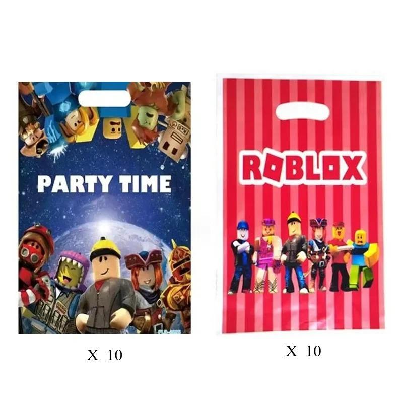 Party Games In Roblox - กระเป๋าผ้าลายการ์ตูนธีมเกม Roblox สำหรับใส่ของขวัญงานวันเกิด ถุงช้อปปิ้งพลาสติกสำหรับงานปาร์ตี้ อุปกรณ์งานปาร์ตี้ ของขวัญ
